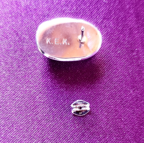 KALLESTEWA Designer Earrings Zuni Lapis Mother of Pearl Sterling Signed - NWT - Picture 5 of 8